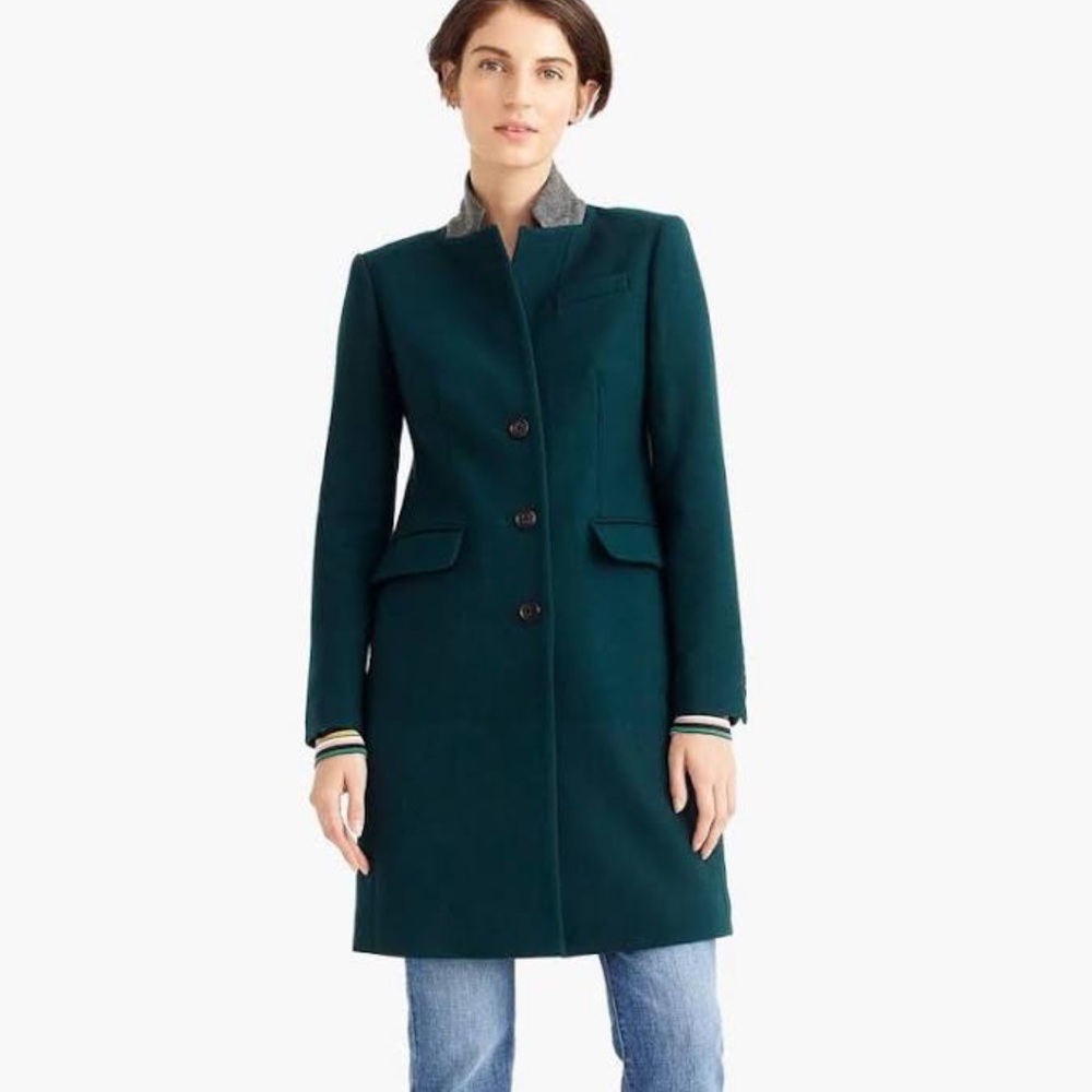 J Crew Regent Coat - Sz 12 - Dark Green